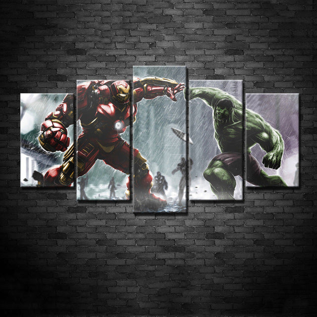 Iron Man vs The Hulk Marvel Canvas in 5 pieces