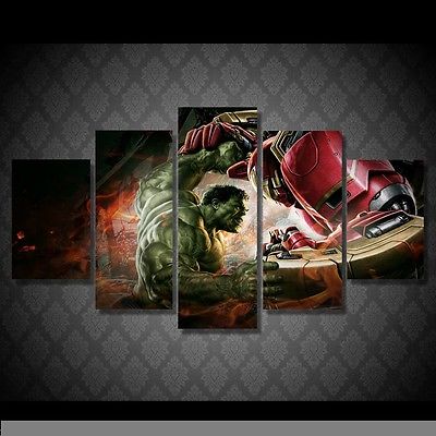 Iron Man vs The Hulk Marvel Canvas in 5 pieces