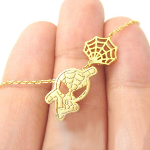 Spider Man Web Shaped Charm Necklace