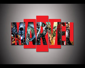 Marvel poster 5 panel HD printed canvas