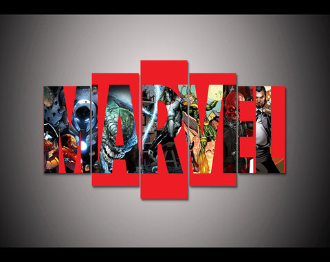 Marvel poster 5 panel HD printed canvas