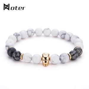 Iron Man Charms Bracelet With Natural Stone Beads