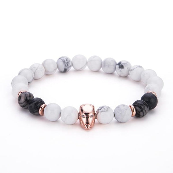 Iron Man Charms Bracelet With Natural Stone Beads