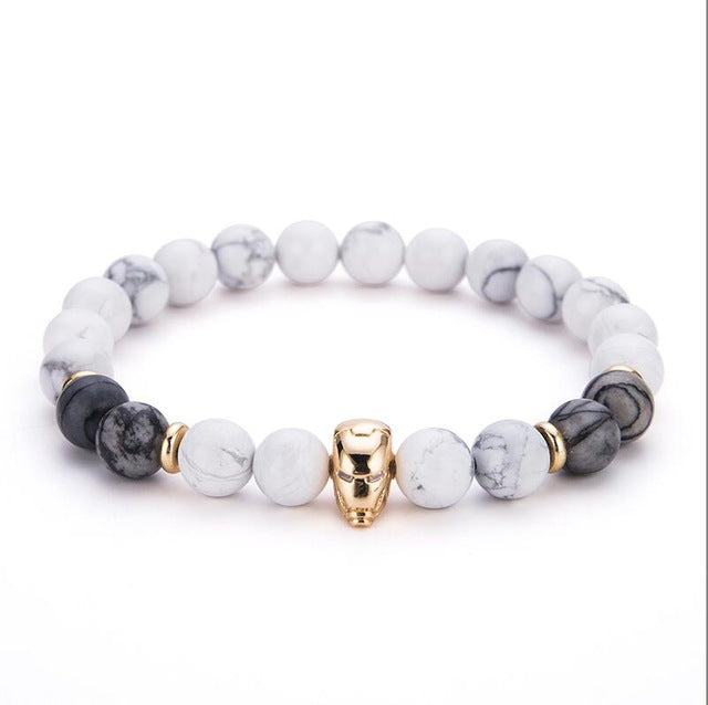 Iron Man Charms Bracelet With Natural Stone Beads