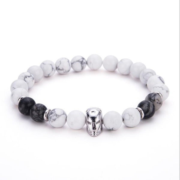 Iron Man Charms Bracelet With Natural Stone Beads